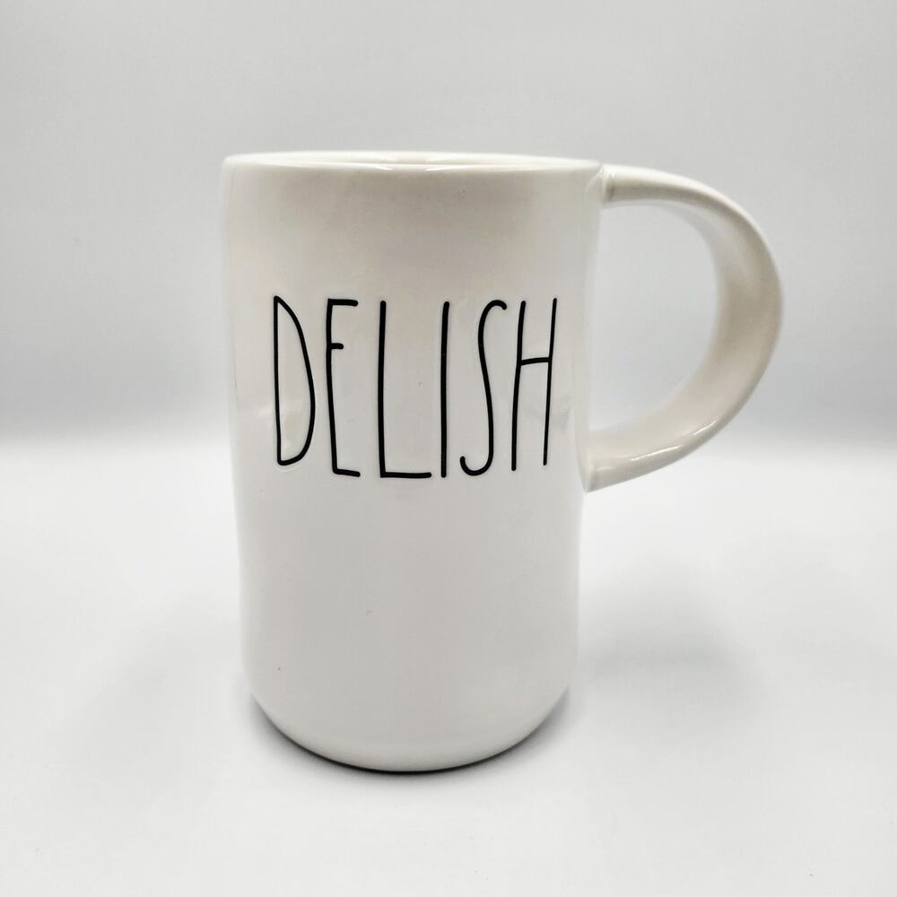 Rae Dunn Artisan Collection by Magenta "DELISH" Cream Glazed Ceramic Coffee Mug